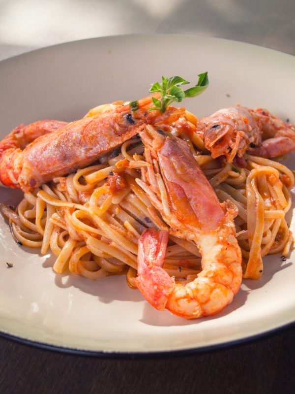 Spaghetti Carbonara With Lobster Toppings